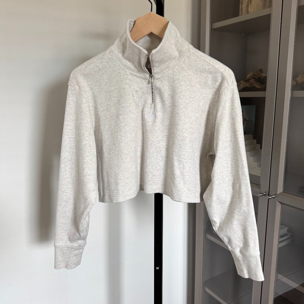 Kith Rae Quarter Zip II Sweatshirt Sandy Heather Crop Pullover High Collar Small
